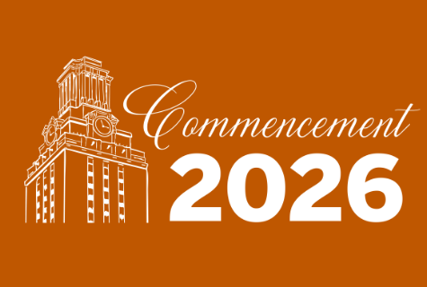 Illustration of the UT Tower and text reading: Commencement 2026.