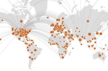 world map of collaborators