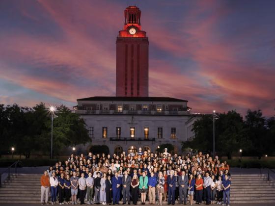 Terry Scholars from across the decades celebrate the Tower lighting in honor of the Terry Foundation