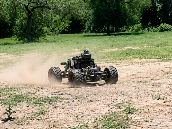 The UT AlphaTruck drives autonomously in an off-road setting.