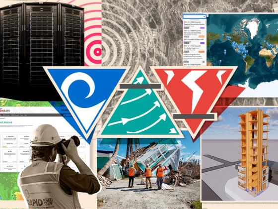 A collage of scientific symbols, maps and charts
