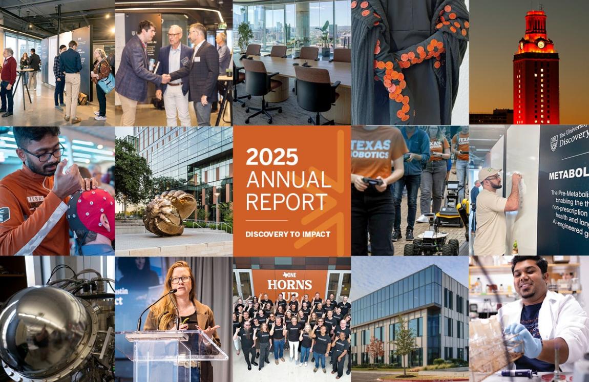 A collage of images from Discovery to Impact's 2025 annual report.