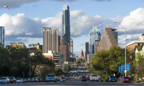 View of downtown Austin from South Congress