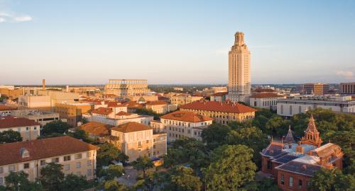ut tower and campus from above