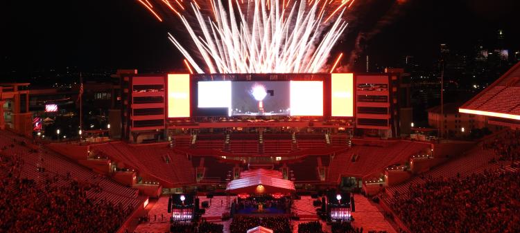 fireworks at stadium for commencement 2024