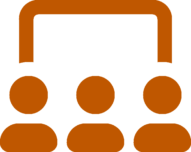 burnt orange users in front of screen icon