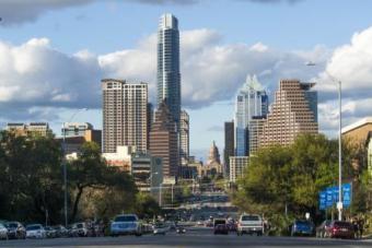 Austin downtown skyline as seen from South Congress Avenue
