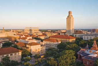 Aerial of main campus and UT tower