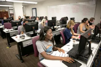 Students working