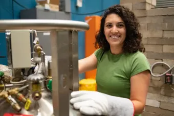 Faculty member working on nuclear research
