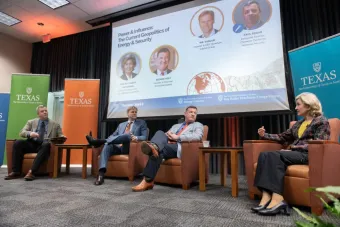 From left: Paul Edgar, Wil VanLoh, George Seay and Kay Bailey Hutchison