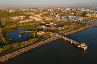 An aerial view of The University of Texas at Austin's Marine Science Institute.