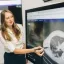 person pointing at portion of digital x-ray
