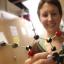 Student working with 3-d molecule model