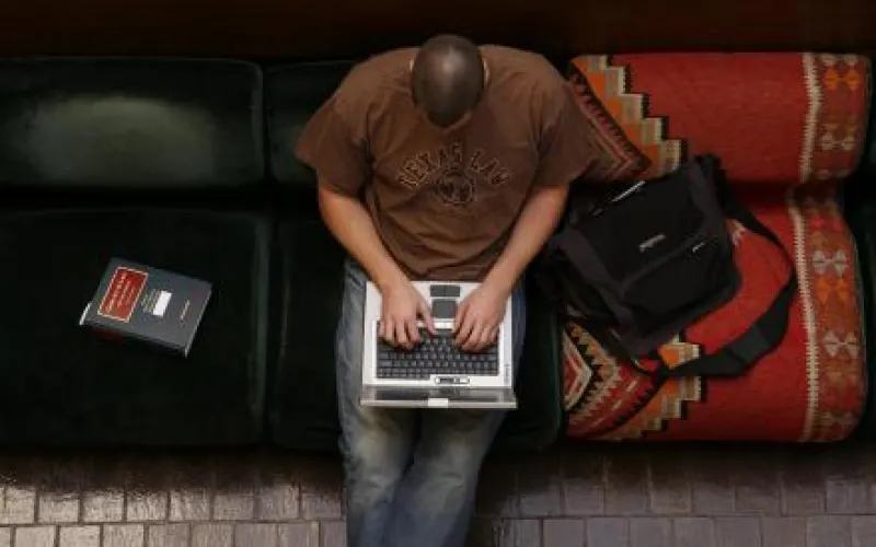 Student working on a laptop