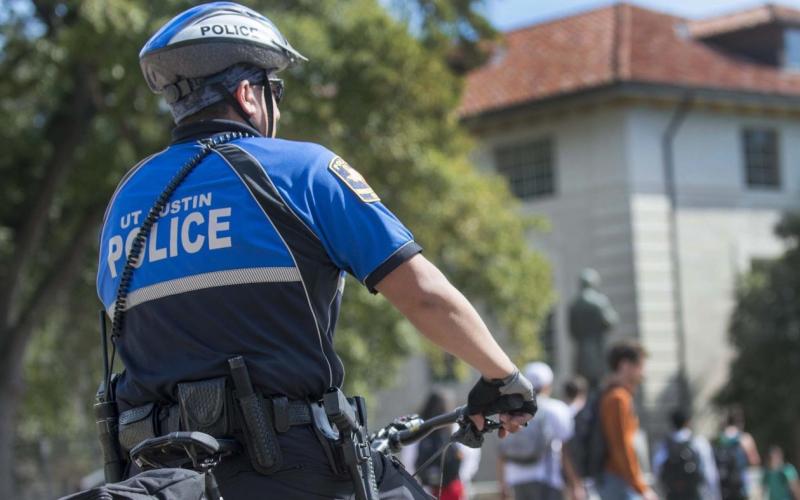 Campus security officer on bicycle patrol