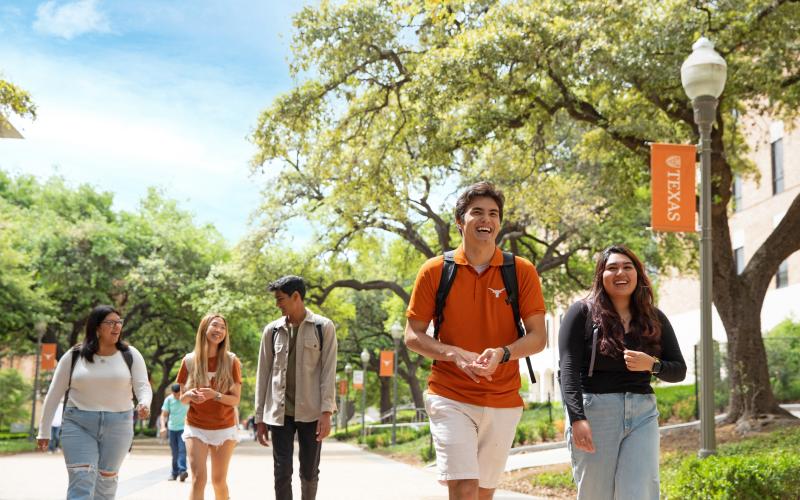 Students walking on the University of Texas campus